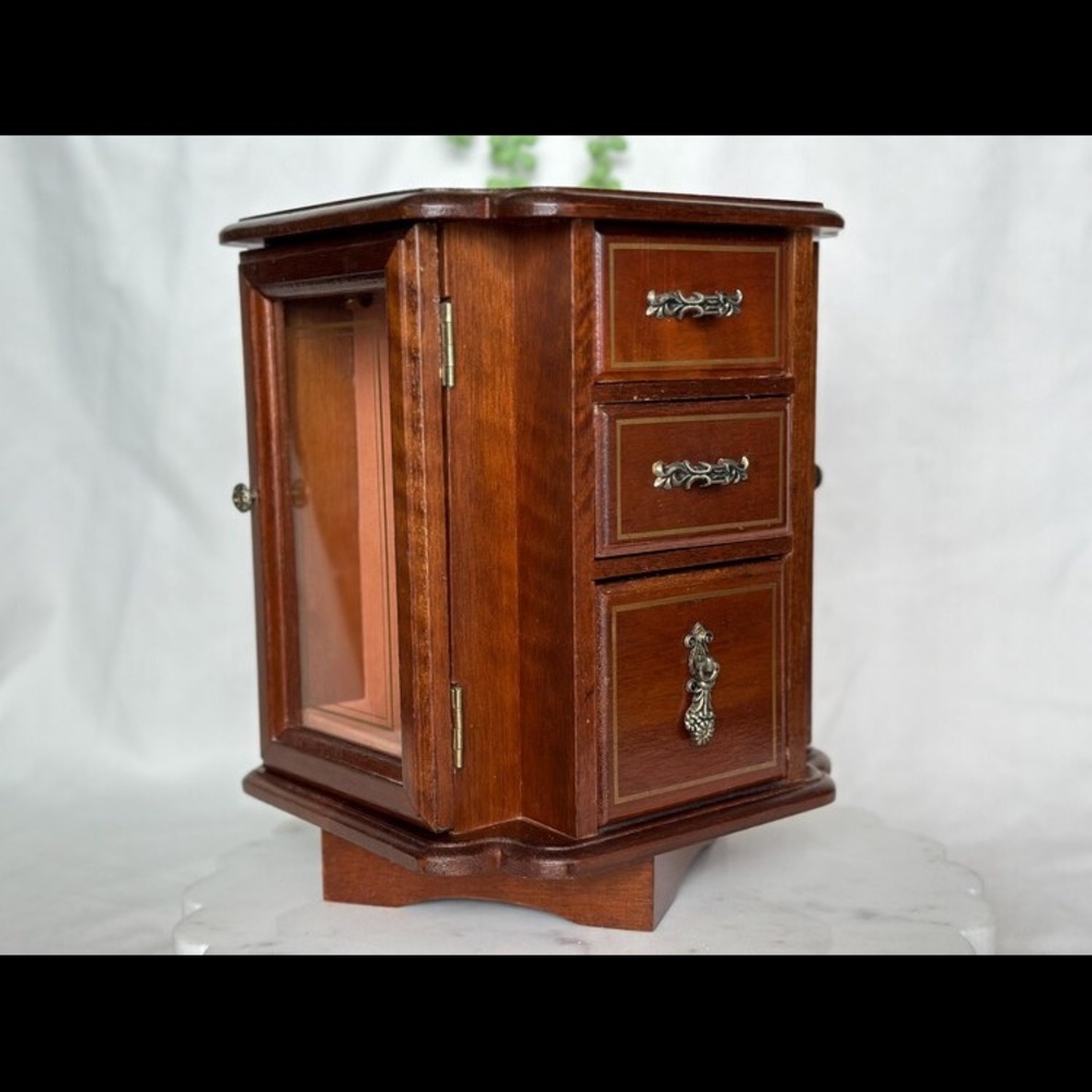 Vintage Rare Lazy Susan Rotating Jewelry Box
